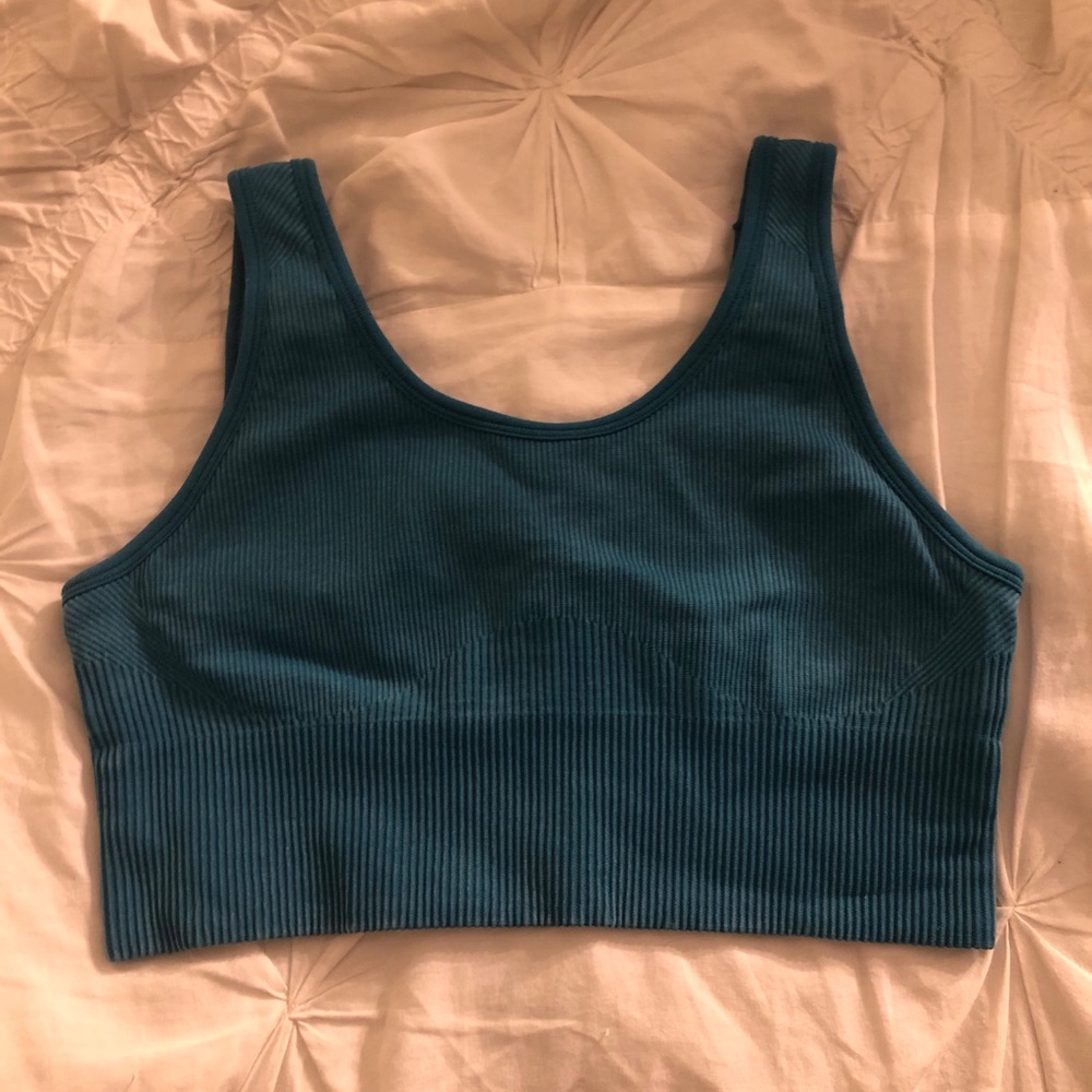 JoyLab ribbed teal sports bra